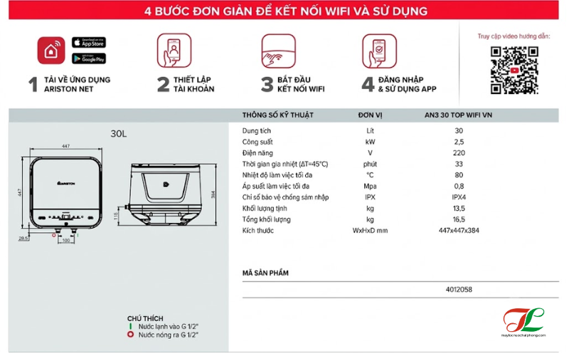 Bình nóng lạnh Ariston Andris